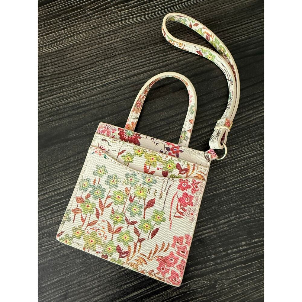 Ted Baker Floral-Print Purse Shaped Card Holder Detachable Wristlet